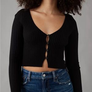 american eagle black cropped sweater, size xs